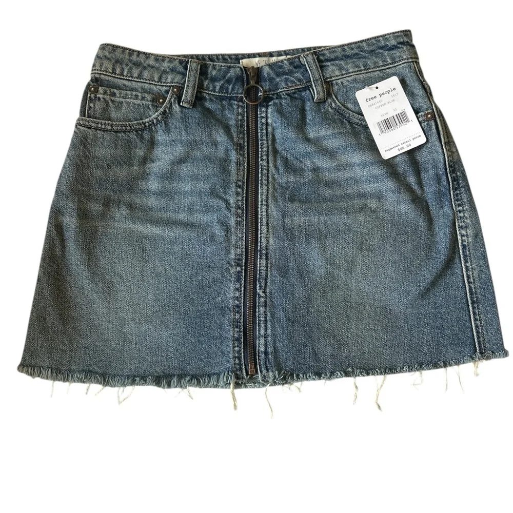 NWT We the Blue Free Denim Zip it up mini short Skirt-size 25 - Picture 2 of 8